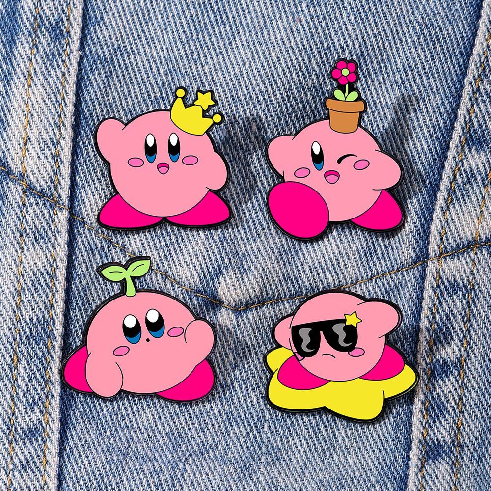 Lapel Pin Enamel - 4pcs Kirby Enamel Lapel Pins Set