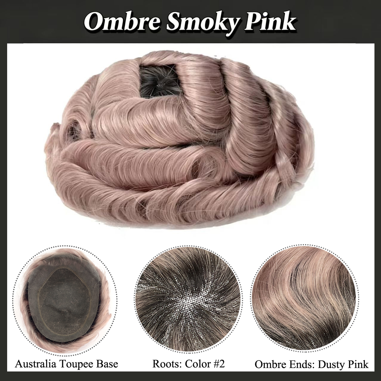 Men'S Accessories Australia - T2-Smoky Pink Australia Hair System Natural