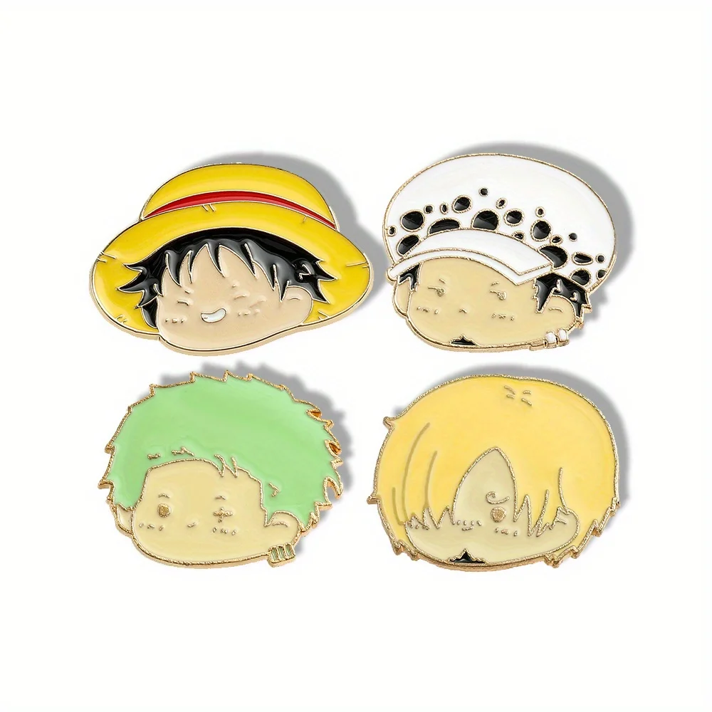 Lapel Pin Enamel - 4 Pcs Anime Character Brooch Simple