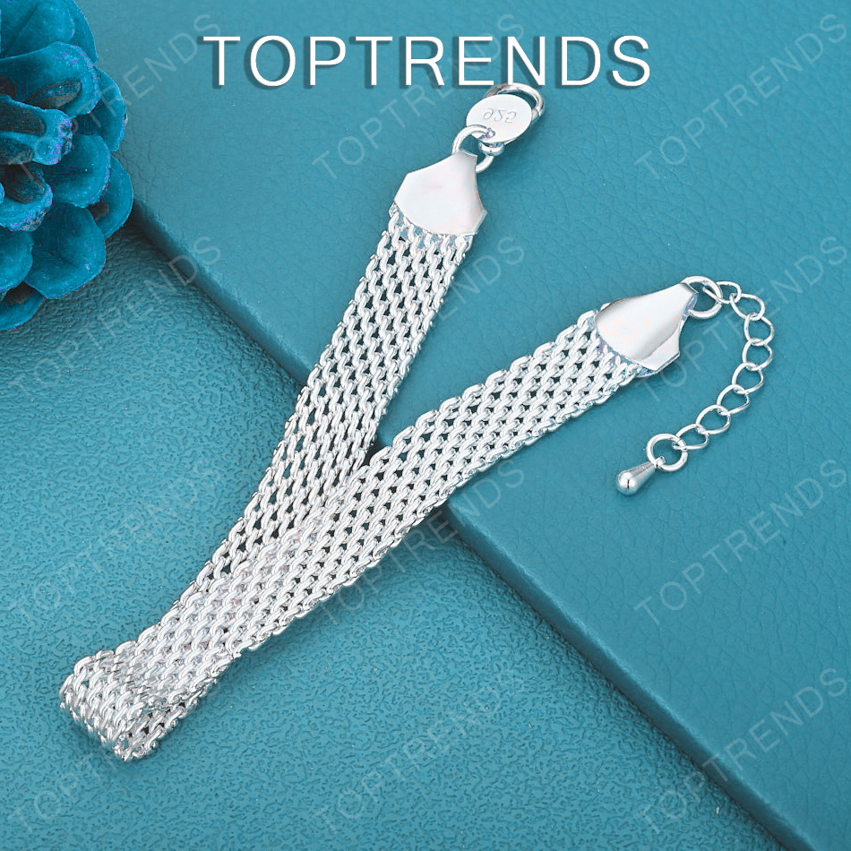 Men Accessories Chain And Bracelet - 10mm 925 Sterling Silver Mesh Chain