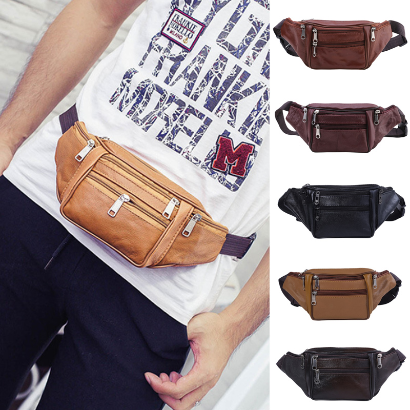 Men Accessories Organiser - Fashion Men Genuine Leather Waist Packs