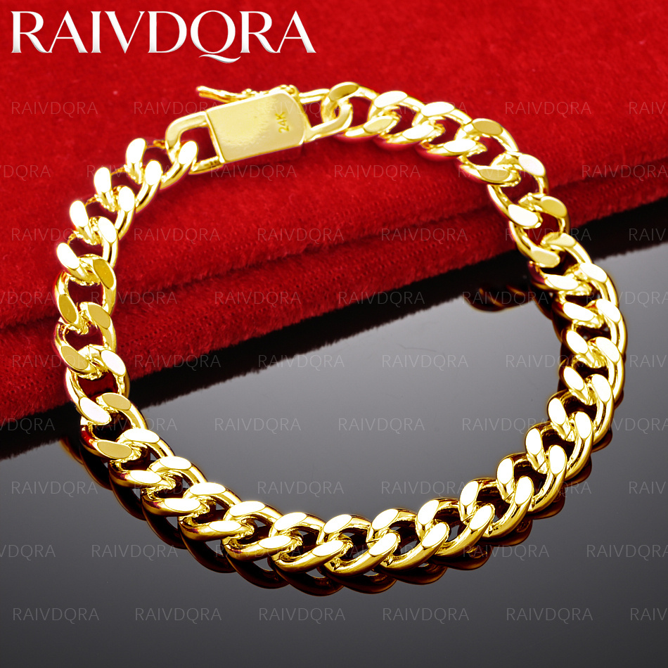 Men Accessories Chain And Bracelet - 18K Gold Plated 8mm Side Chain