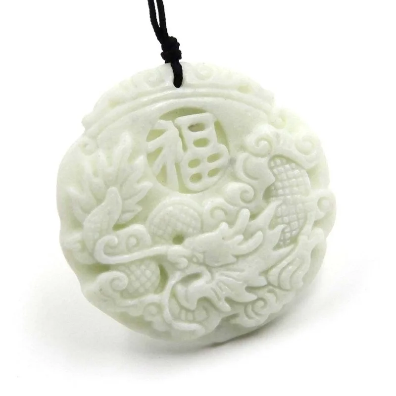 Natural White jade Dragon Phoe - Men Accessories Hand ulasan dan harga