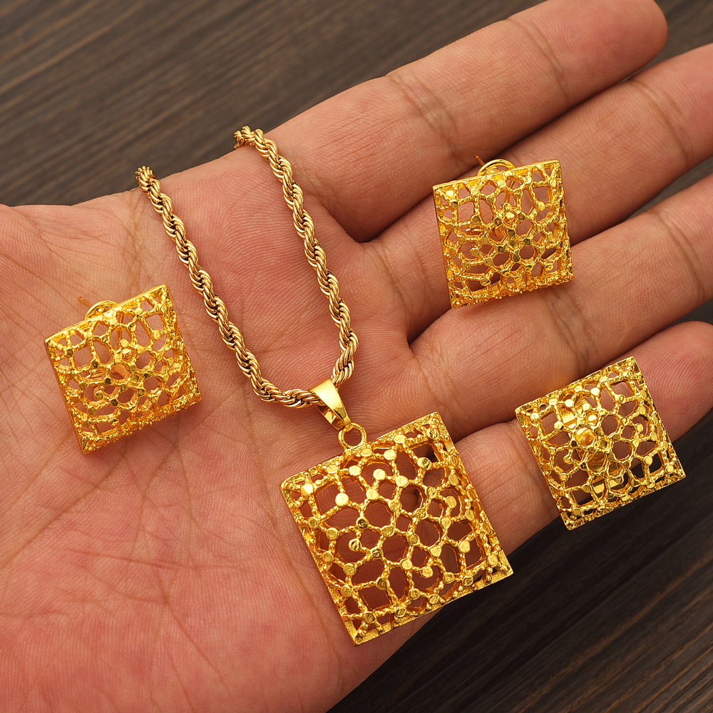 Fashion Square Gold Color Jewe - Men Accessories In Dubai ulasan dan harga