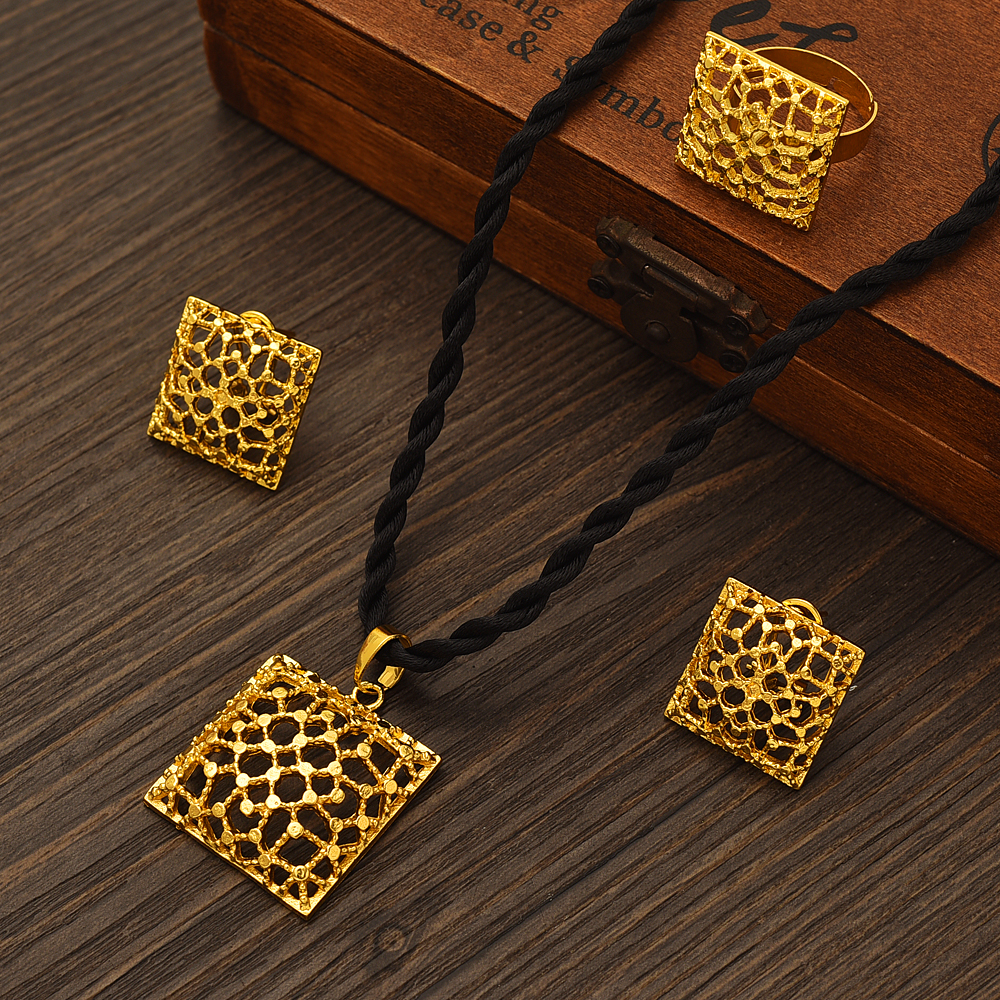 Fashion Square Gold Color Jewe - Men Accessories In Dubai ulasan dan harga