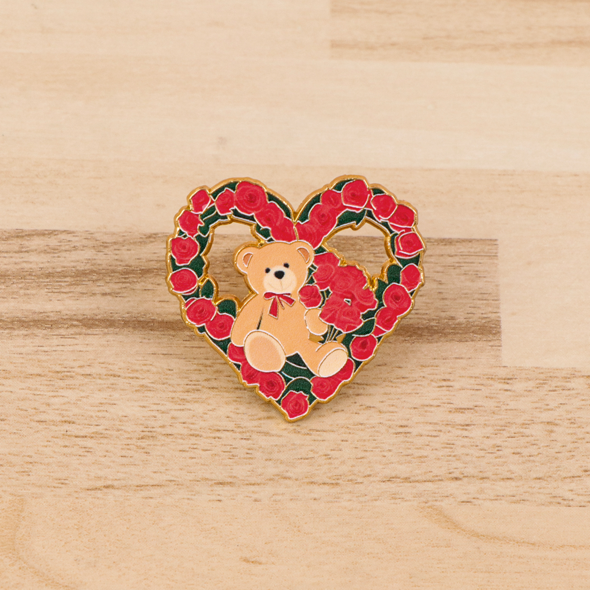 Fox Rose Bear Enamel Pins Anim - Lapel Pin Enamel ulasan dan harga