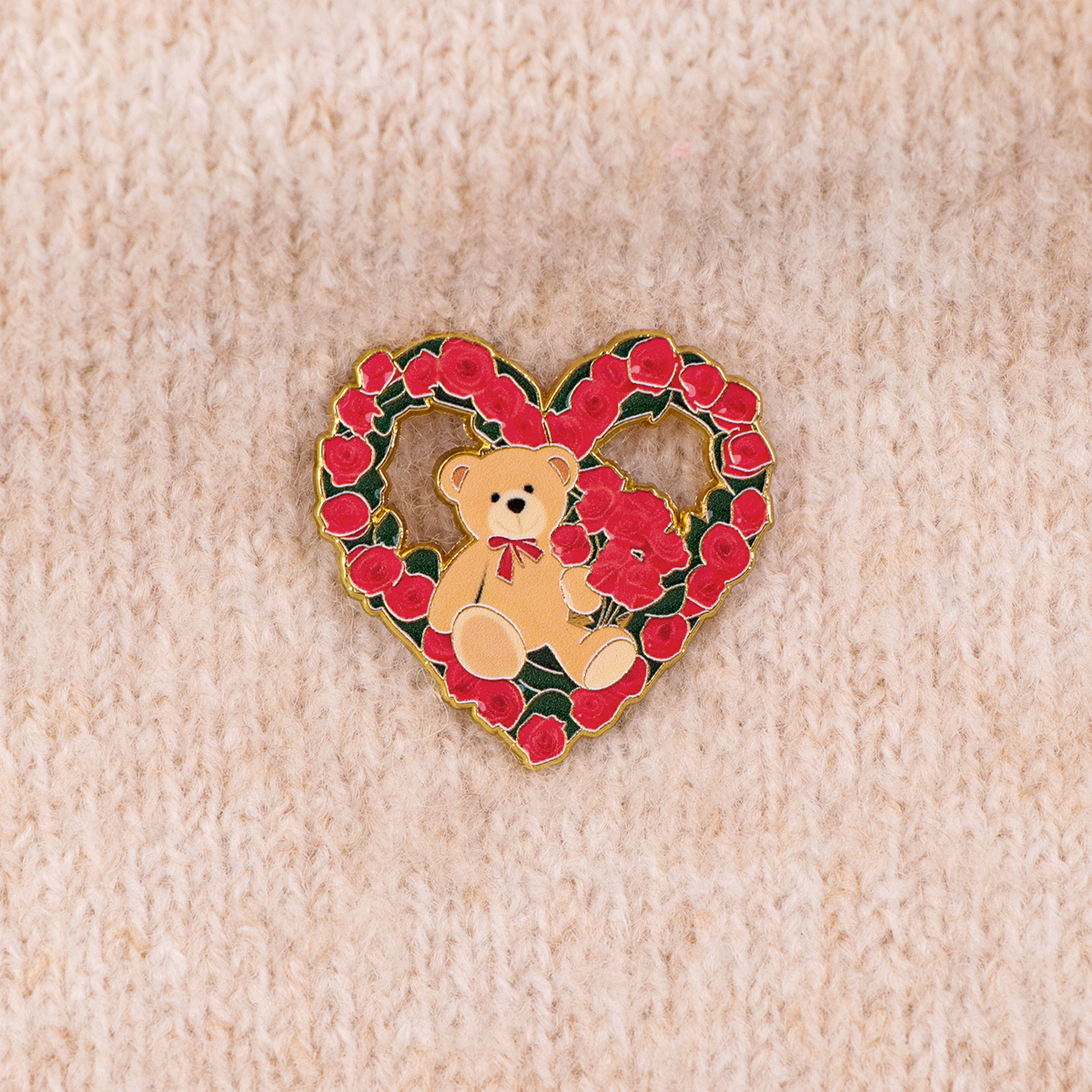 Fox Rose Bear Enamel Pins Anim - Lapel Pin Enamel ulasan dan harga