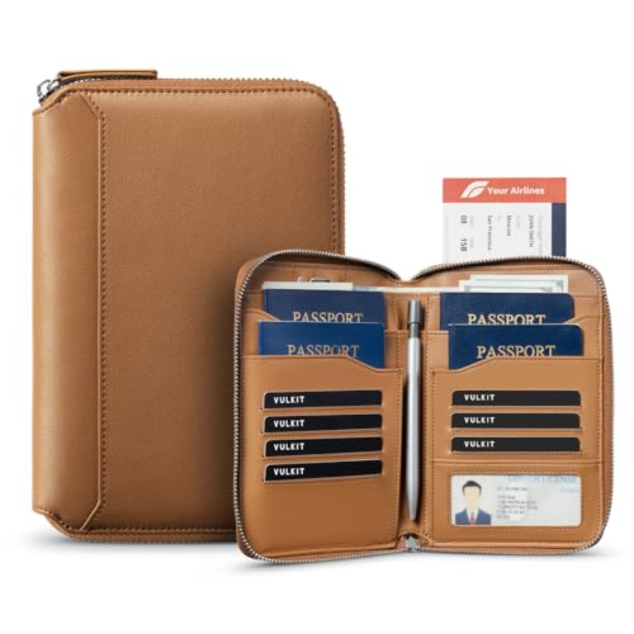 Leather Passport Holder for 4- - Passport Wallet Rfid ulasan dan harga