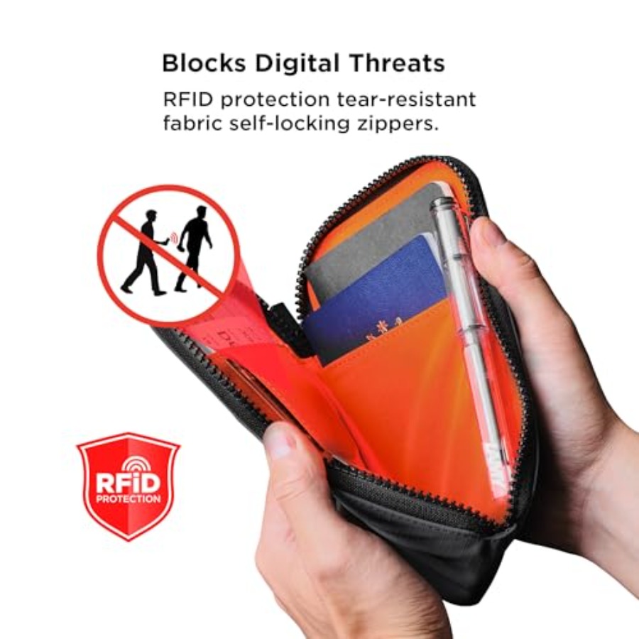 Zip Travel Wallet Axoflux 210D - Passport Wallet Rfid ulasan dan harga