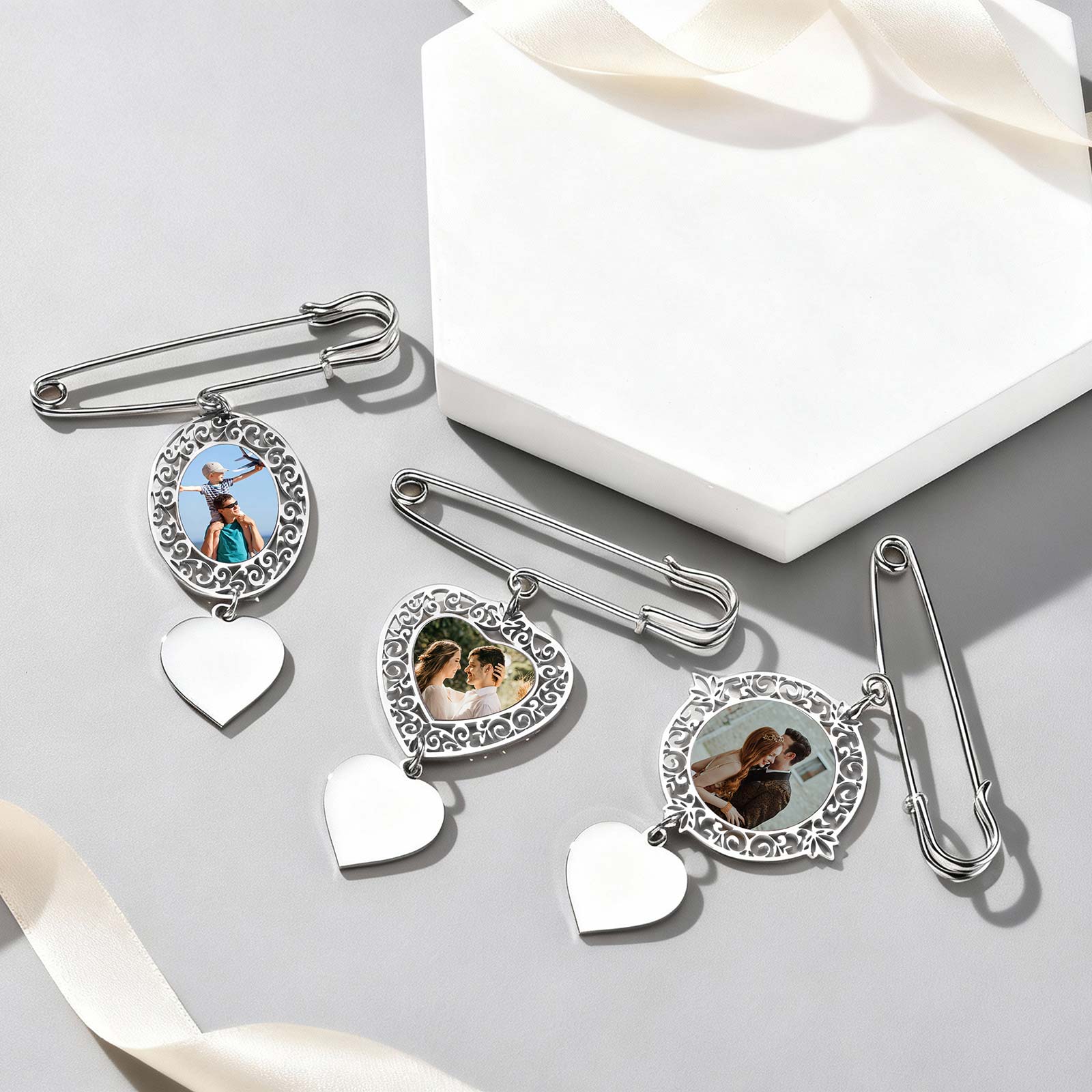 Custom Picture Badge Brooches  - Men Accessories Silver ulasan dan harga