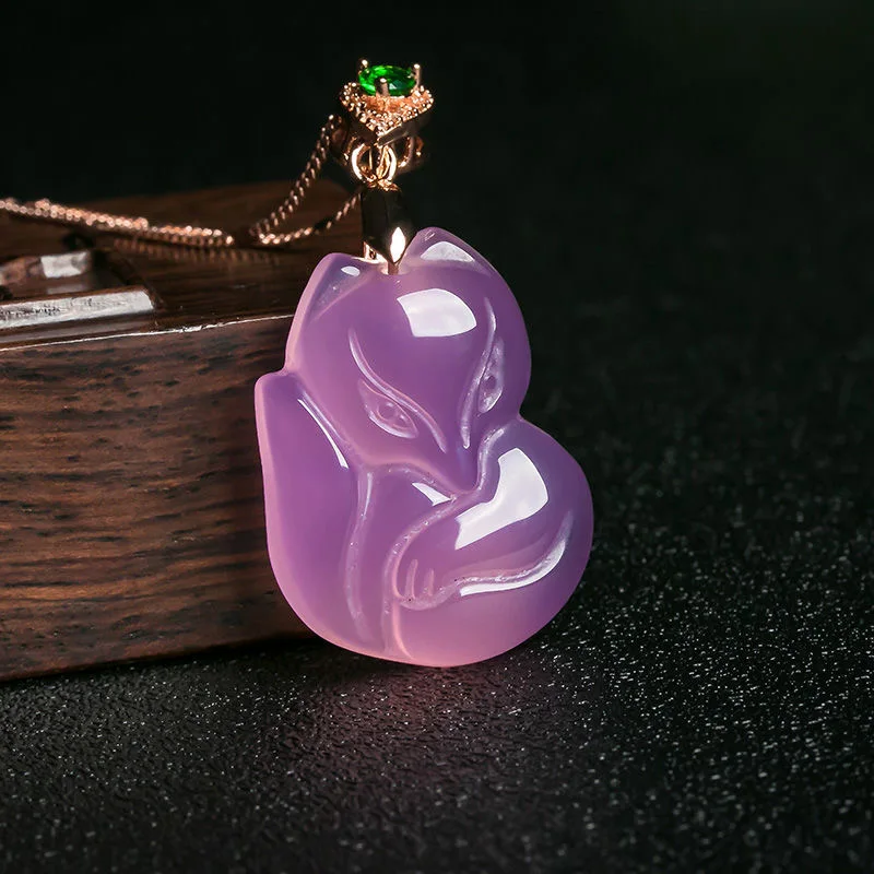 Natural Purple Agate Fox Penda - Men Accessories Hand ulasan dan harga