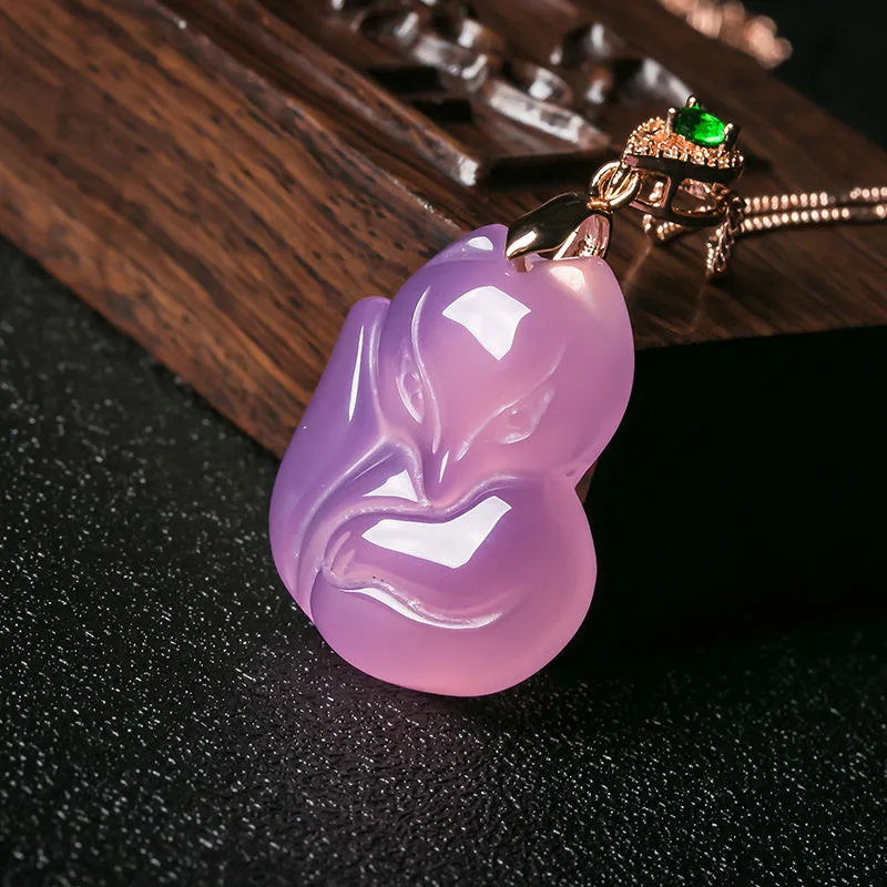 Natural Purple Agate Fox Penda - Men Accessories Hand ulasan dan harga