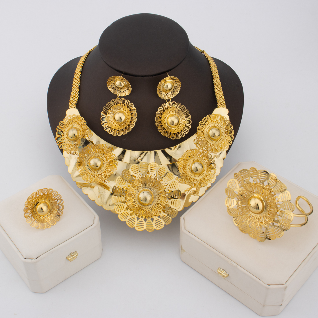24K Gold Flower Jewelry Set fo - Men Accessories In Dubai ulasan dan harga