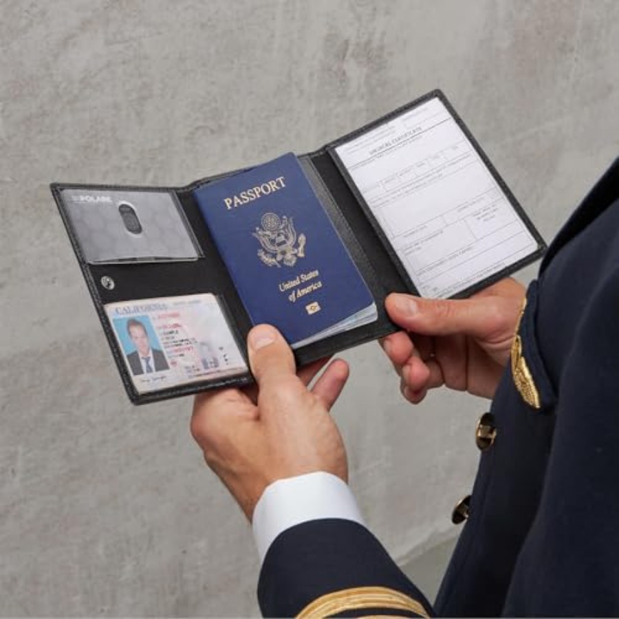 Polare Napa Leather Pilot Wall - Passport Wallet Rfid ulasan dan harga