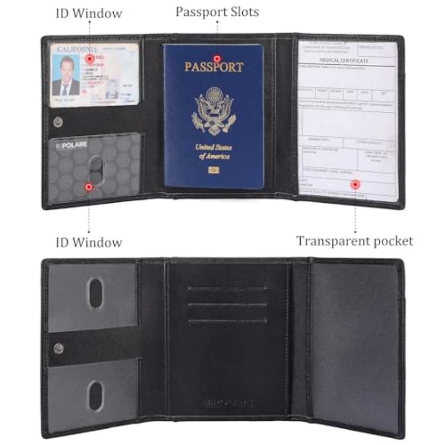 Polare Napa Leather Pilot Wall - Passport Wallet Rfid ulasan dan harga