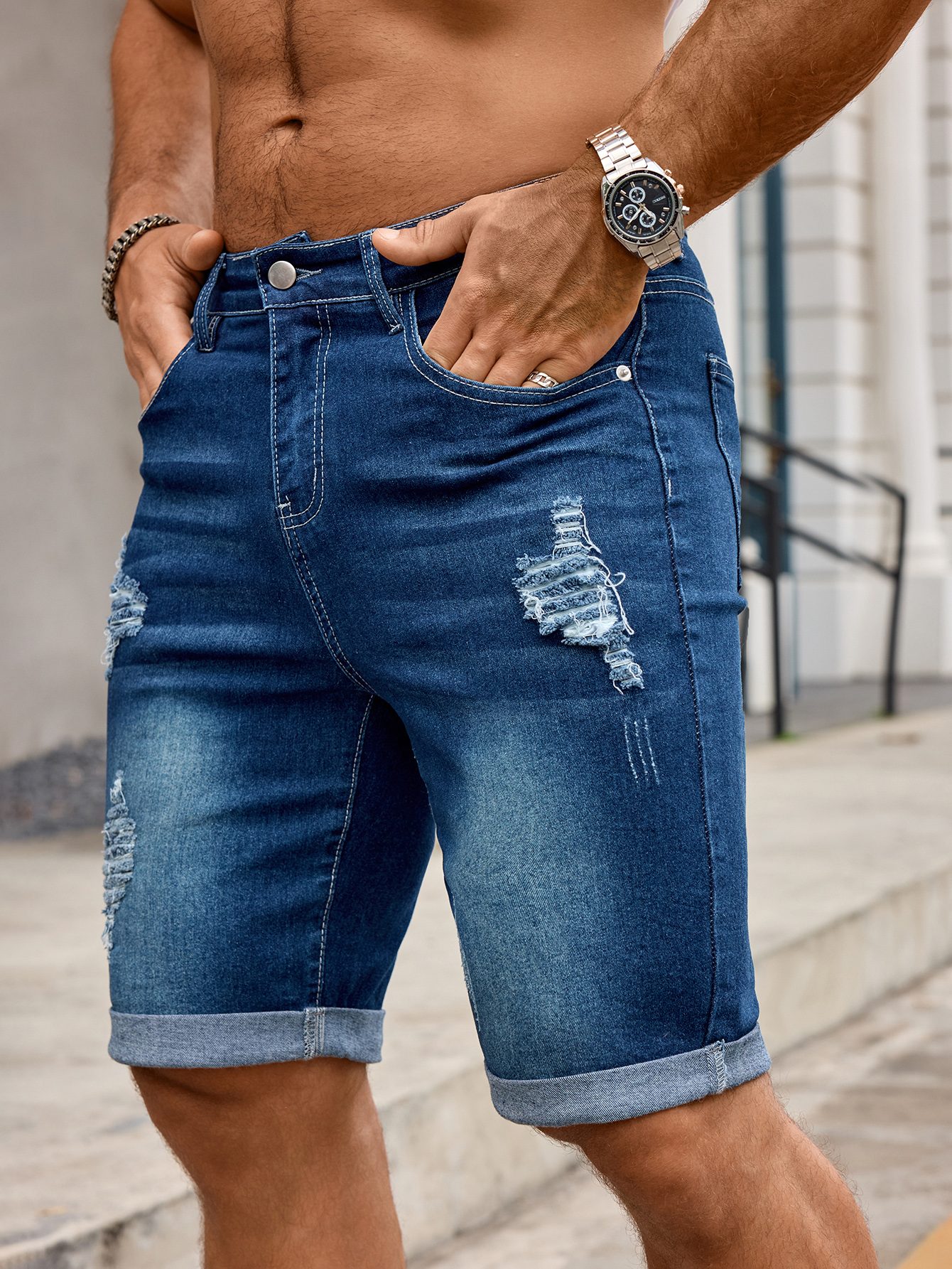 Men Denim Trousers Jeans Short - Men'S Accessories For Jeans ulasan dan harga