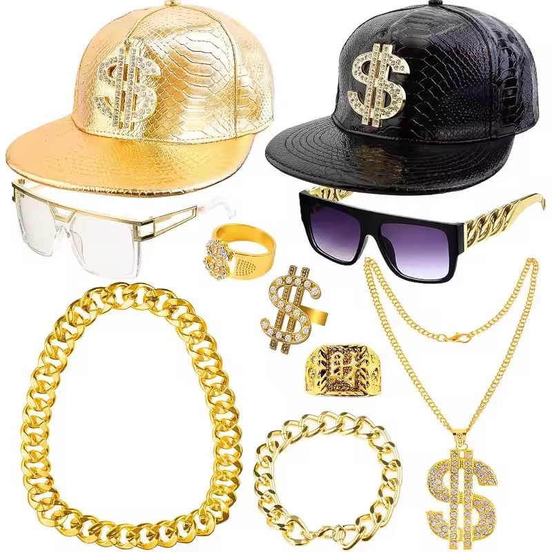 80s 90s Hip Hop Costume Kit fo - Men Accessories Chain And Bracelet ulasan dan harga