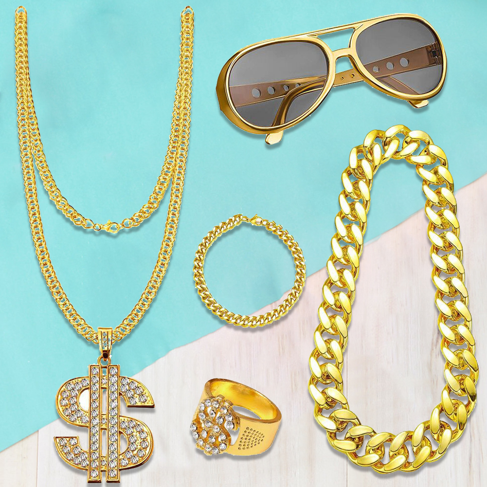 80s 90s Hip Hop Costume Kit fo - Men Accessories Chain And Bracelet ulasan dan harga