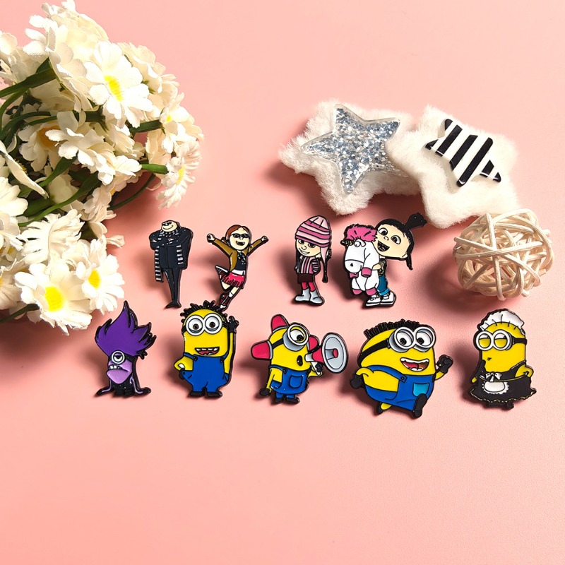 9pcs New Cute Cartoon Minions  - Lapel Pin Enamel ulasan dan harga