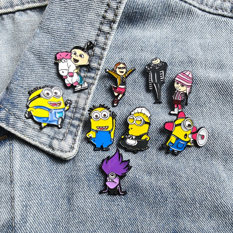9pcs New Cute Cartoon Minions  - Lapel Pin Enamel ulasan dan harga