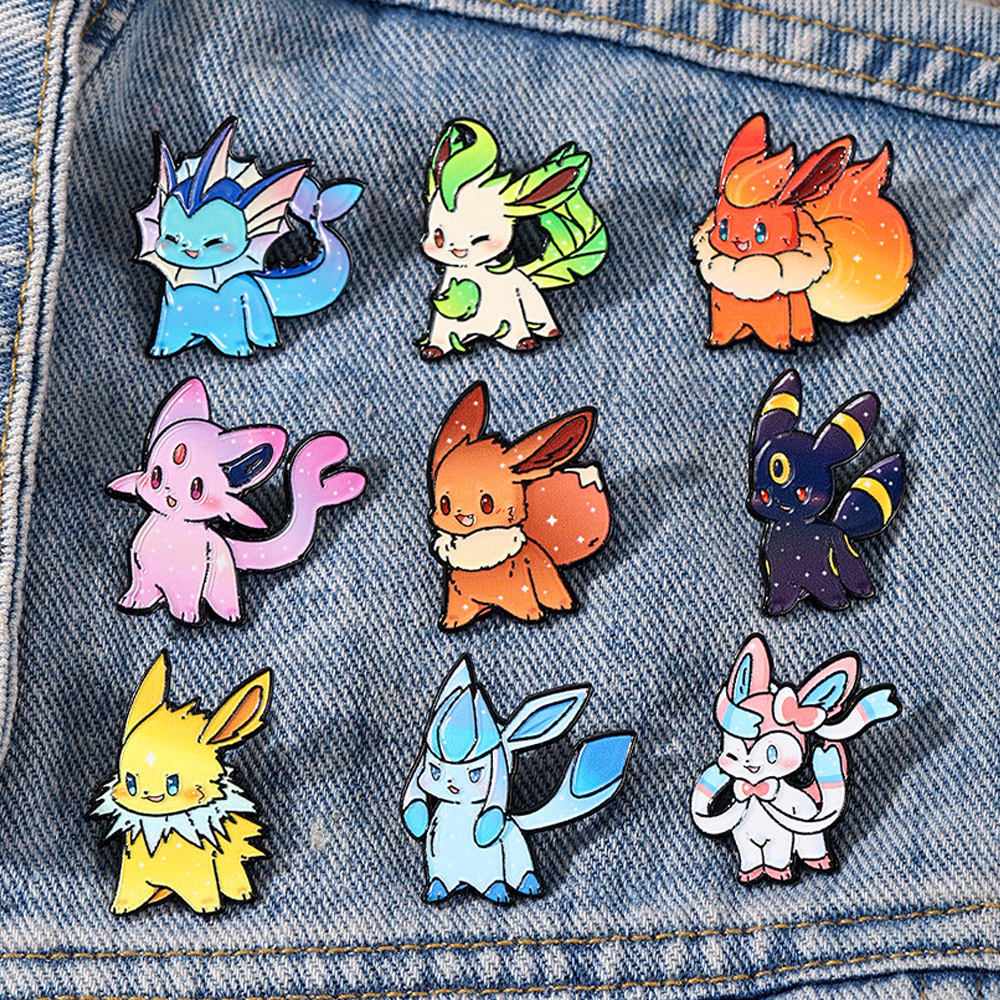 9Pcs Pokemon Eevee Flareon Ena - Lapel Pin Enamel ulasan dan harga